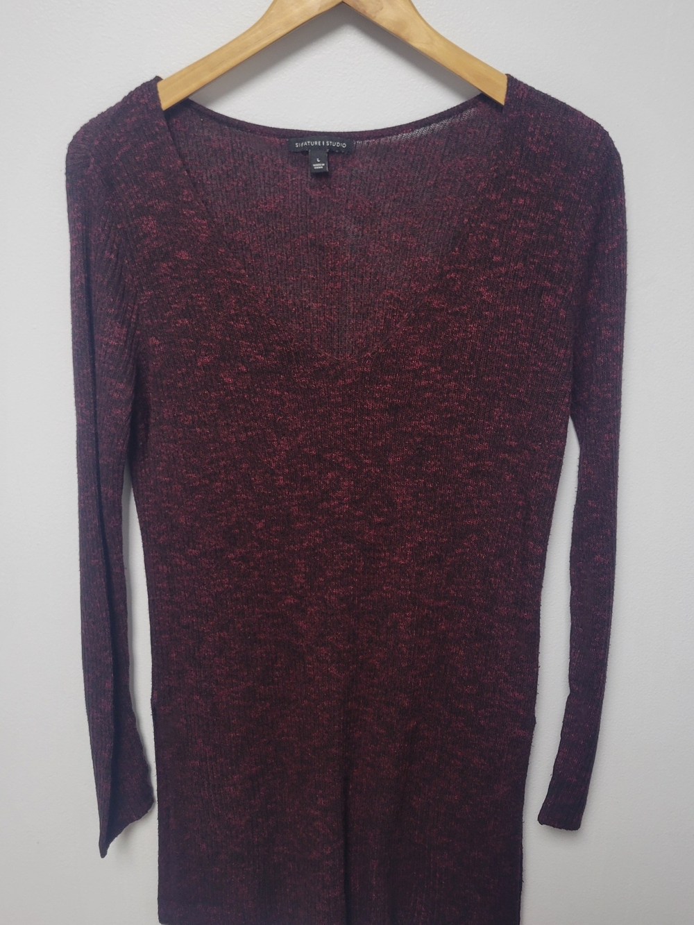 Marled Burgundy Knit Dress